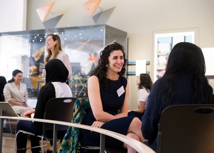 QEPrize Ambassador Yasmin with a student