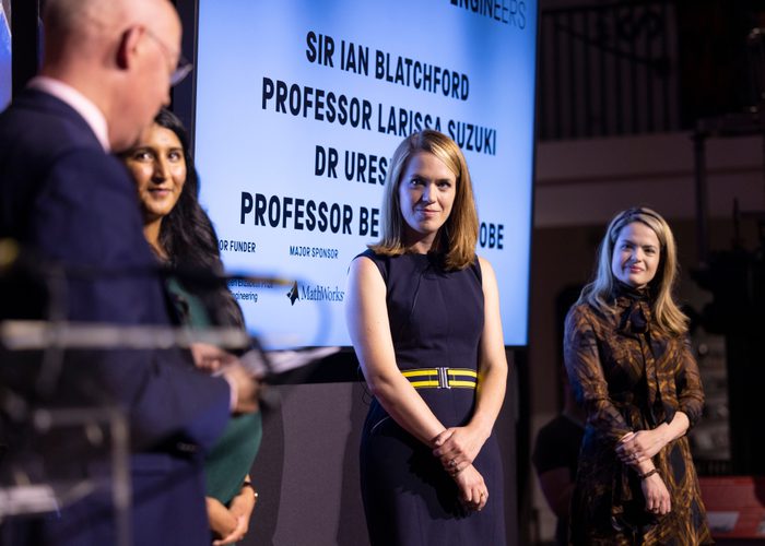 Sir Ian Blatchford interviewing speakers at the Engineers gallery opening