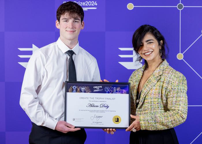 Create the Trophy finalist, Adam Daly, with judge Rebeca Ramos