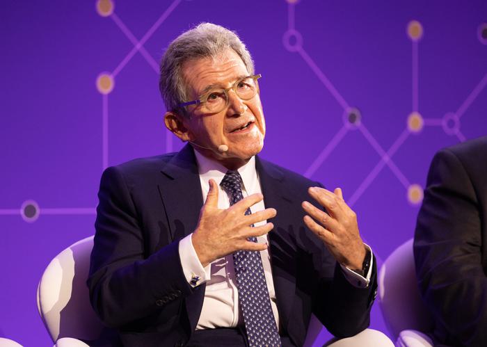 Lord Browne of Madingley FREng FRS, chair of the Queen Elizabeth Prize for Engineering Foundation, during the Queen Elizabeth Prize for Engineering announcement event at the Science Museum in London, UK, on Tuesday, Feb. 6, 2024. Photographer: Jason Alden/QEPrize