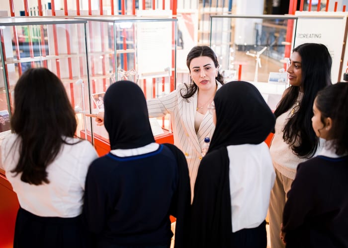 QEPrize Ambassadors Gunay and Krystina with students