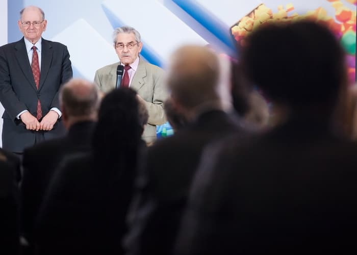 Bob Kahn and Louis Pouzin at the 2013 QE Prize winner announcement