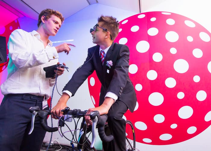 Guest riding AR bike at the 2013 QE Prize celebration at the Tate Modern 1