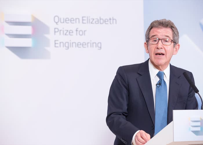 Lord Browne announcing the 2013 QE Prize winners