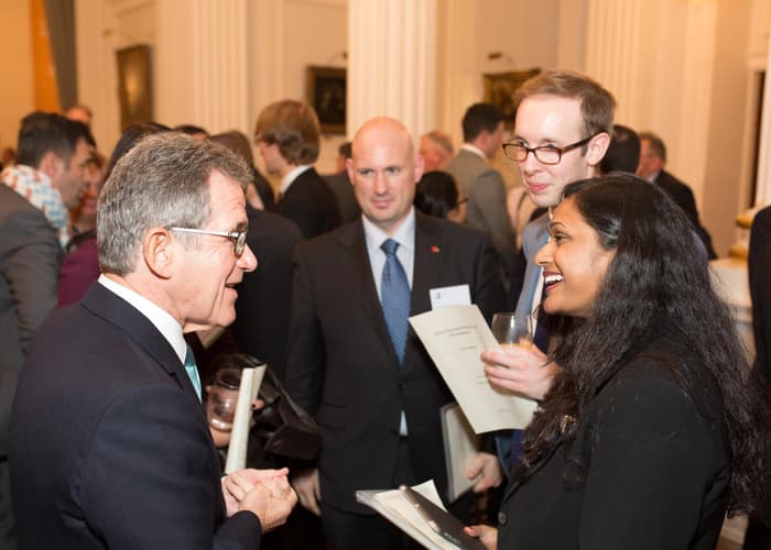 Lord Browne meets guests at the 2015 QEPrize Presentation
