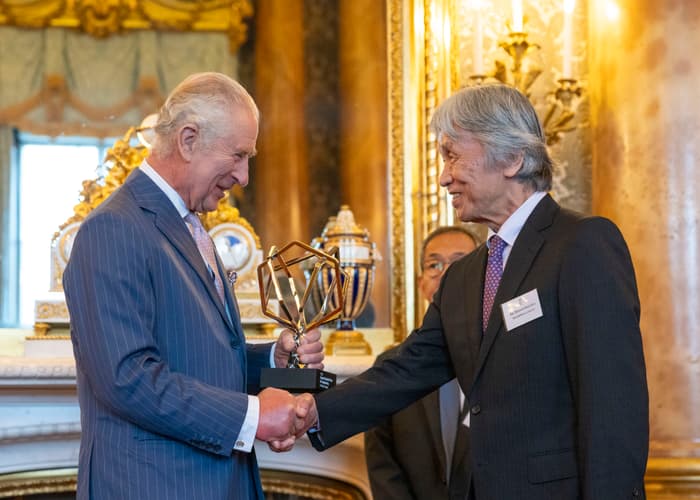 His Majesty King Charles III and Dr Masato Sagawa Photograph: Jason Alden/QEPrize