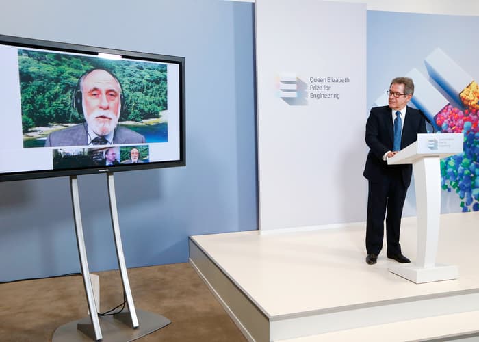 Vint Cerf on video link at the 2013 QE Prize winner announcement